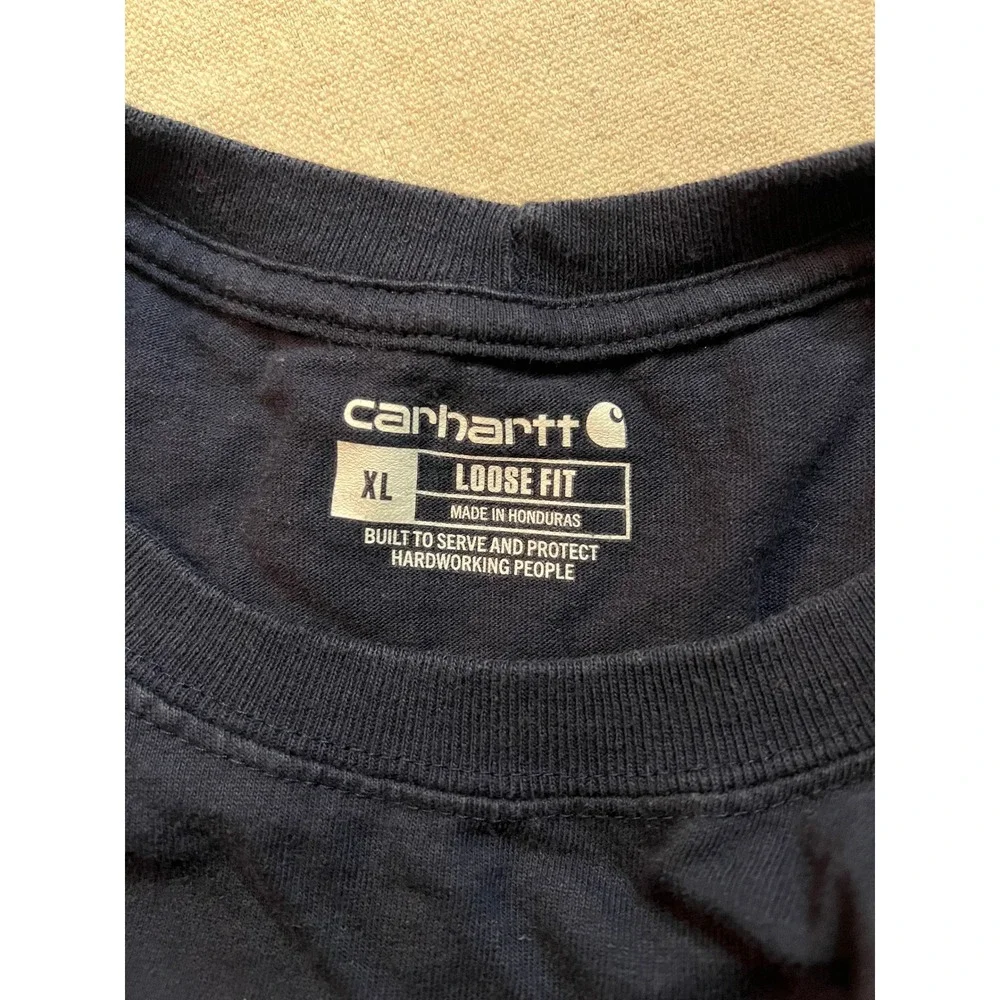 Carhartt Mens Loose Fit Pocket T-Shirt Navy Blue XL Heavyweight Workwear Tee